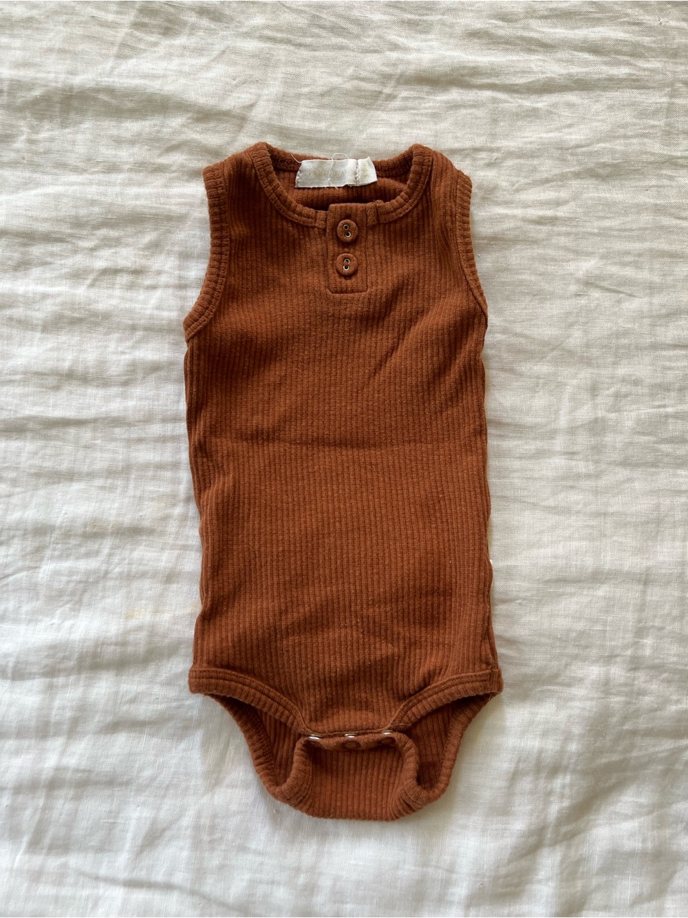 Jamie Kay 100% Cotton Ribbed Sleeveless Baby One-Piece Bodysuit in Rust